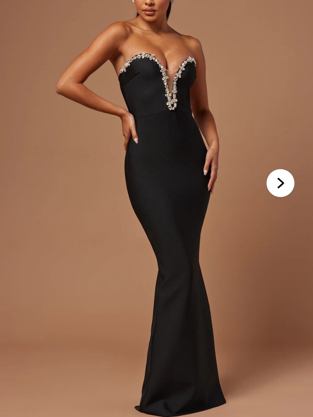 Strapless Black Crystal-Trim Maxi Skirt